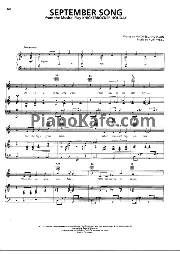 Ноты Frank Sinatra - September song (Версия 2) - PianoKafe.com