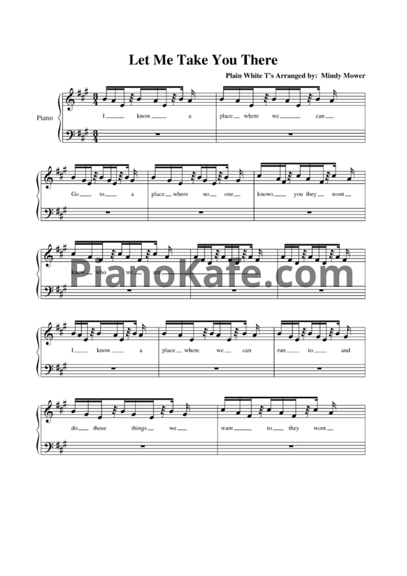 Ноты Plain Whte T's - Let me take you there - PianoKafe.com
