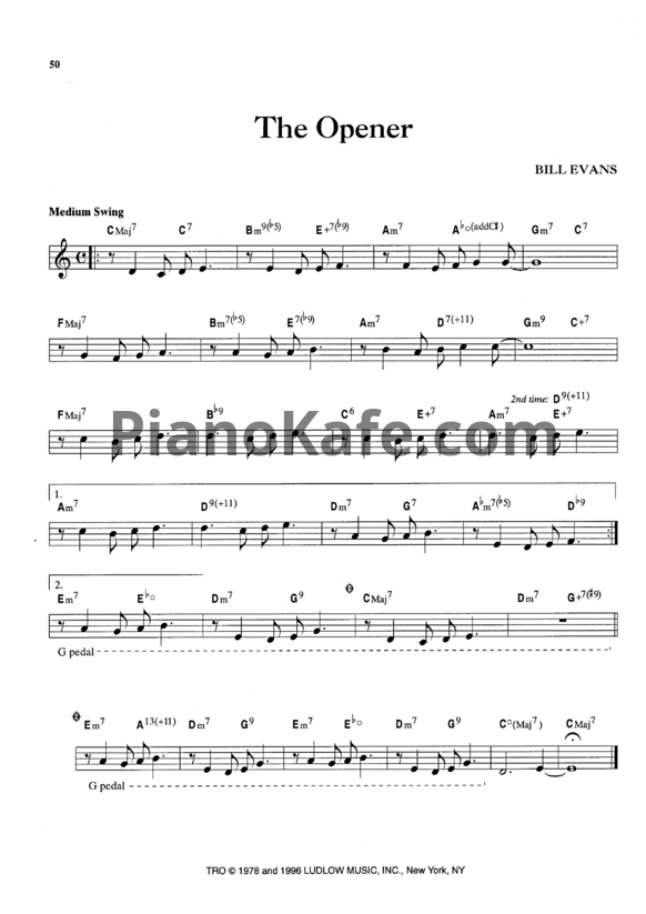 Ноты Bill Evans - The opener - PianoKafe.com
