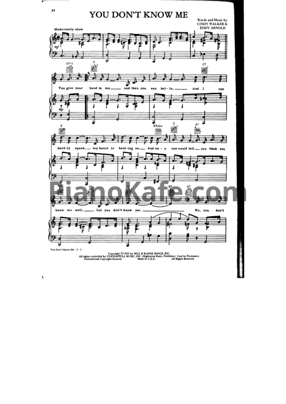 Ноты Ray Charles - You don't know me - PianoKafe.com