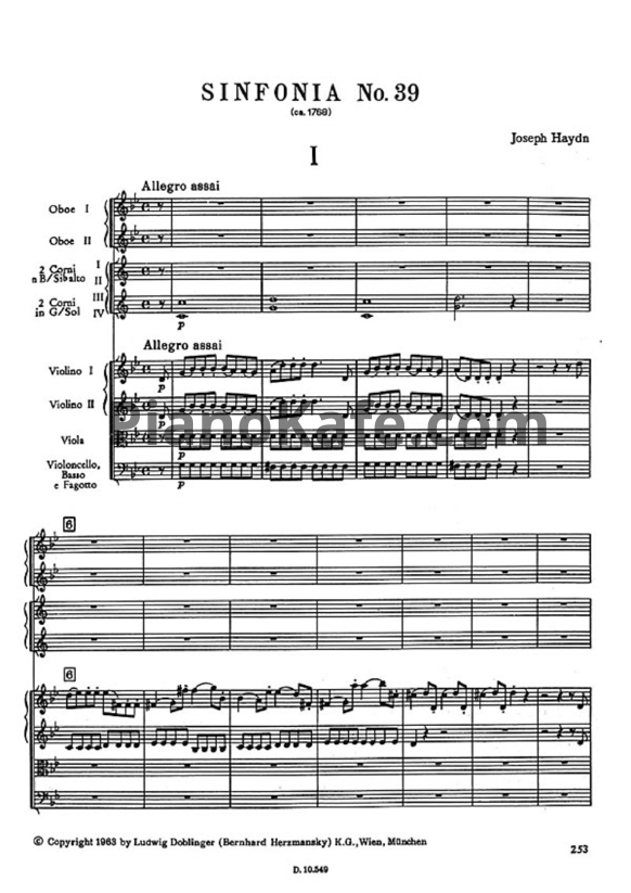Ноты Йозеф Гайдн - Симфония №39 соль минор (Партитура) - PianoKafe.com