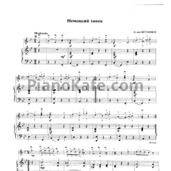 Ноты Л. В. Бетховен - Немецкий танец (для балалайки и фортепиано) - предпросмотр