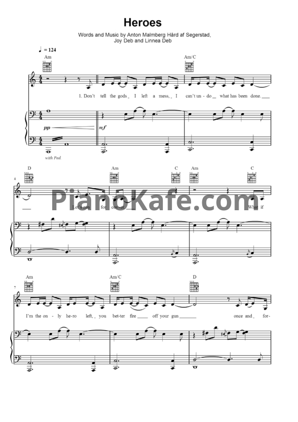 Ноты Mans Zelmerlow - Heroes - PianoKafe.com