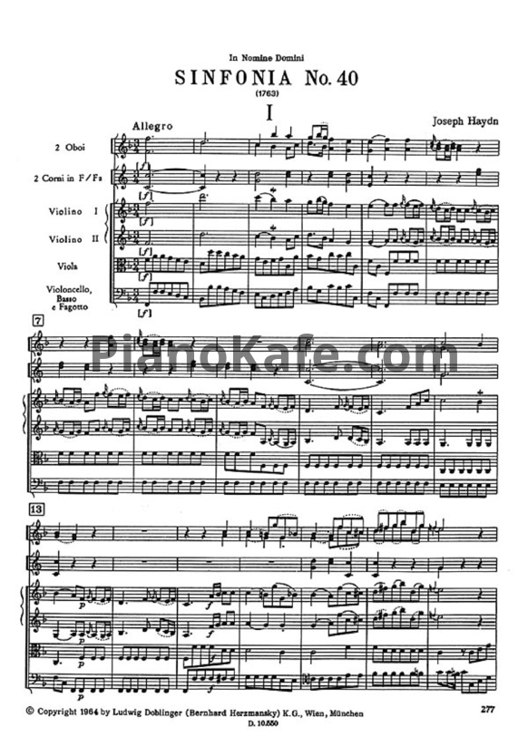 Ноты Йозеф Гайдн - Симфония №40 фа мажор (Партитура) - PianoKafe.com