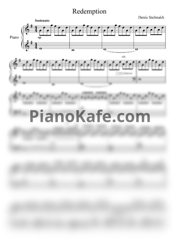 Ноты Denis Stelmakh - Redemption - PianoKafe.com