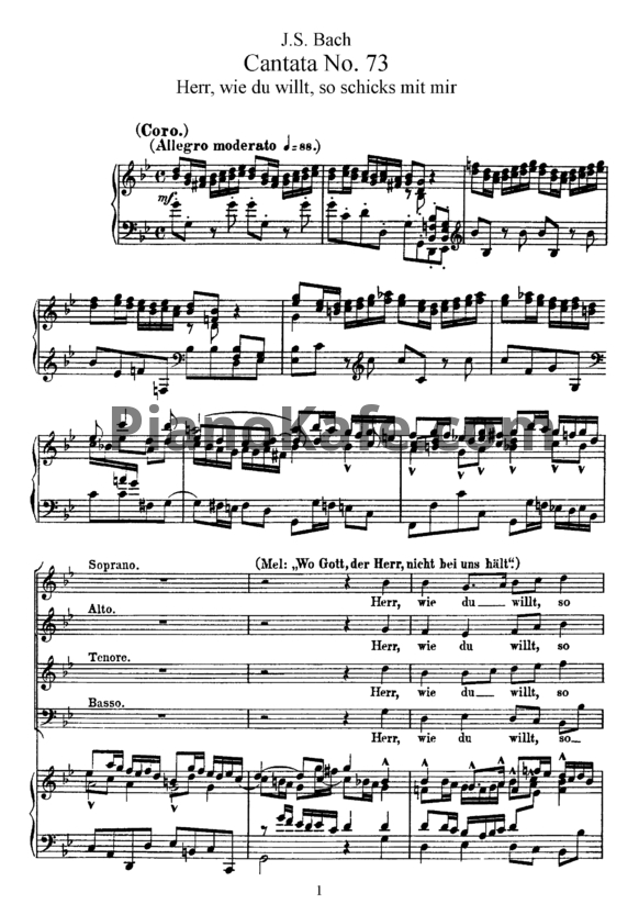 Ноты И. Бах - Кантата №73 "Herr, wie du willt, so shicks mit mir" (BWV 73) - PianoKafe.com