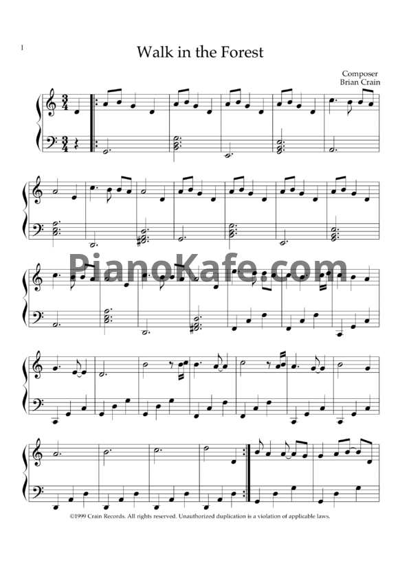 Ноты Brian Crain - A walk in the forest - PianoKafe.com