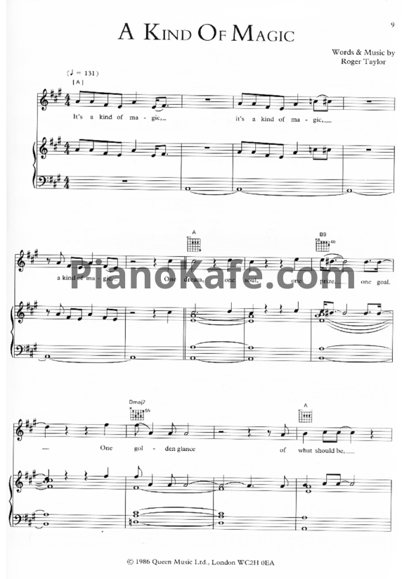 Ноты Queen - A kind of magic - PianoKafe.com