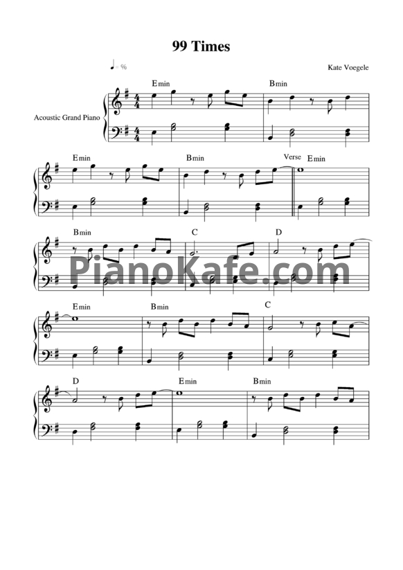 Ноты Kate Voegele - 99 times - PianoKafe.com