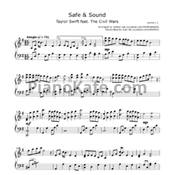 Ноты Taylor Swift & The Civil Wars - Safe and sound (Adrian Alee version) - предпросмотр