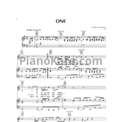 Ноты U2 - One (Версия 2) - предпросмотр