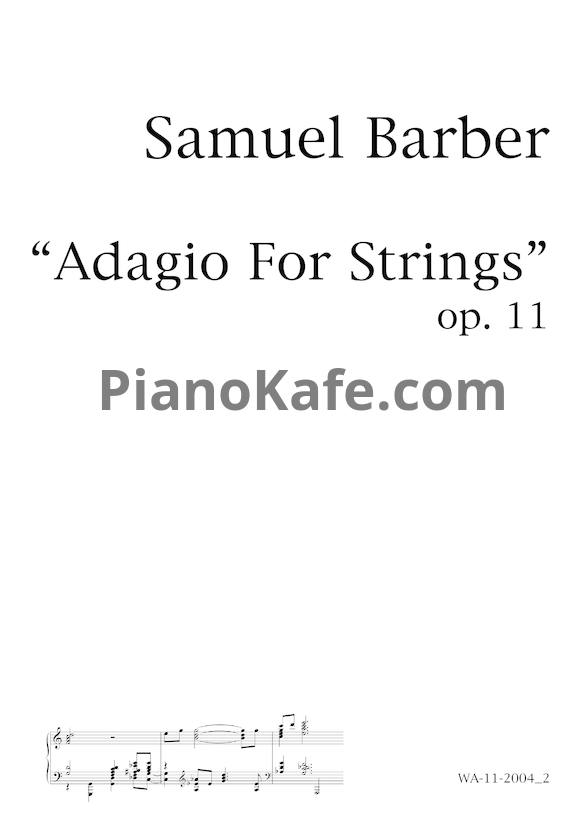 Ноты Samuel Barber - Adagio for strings (Op. 11, партитура) - PianoKafe.com