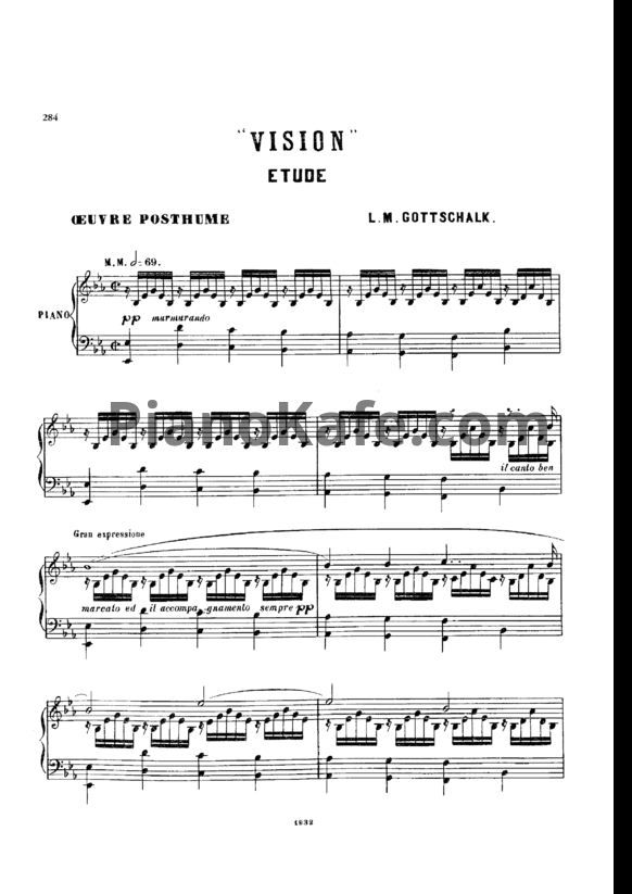 Ноты Луи Моро Готшалк - Vision (Этюд) - PianoKafe.com