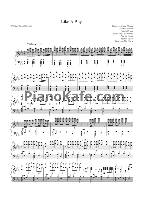 Ноты Ciara - Like A Boy - PianoKafe.com