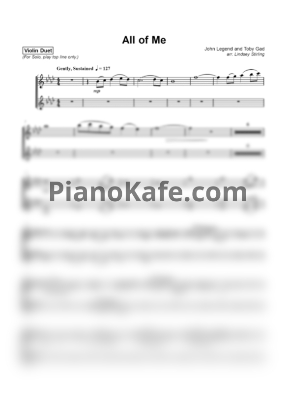 Ноты Lindsey Stirling - All of me - PianoKafe.com