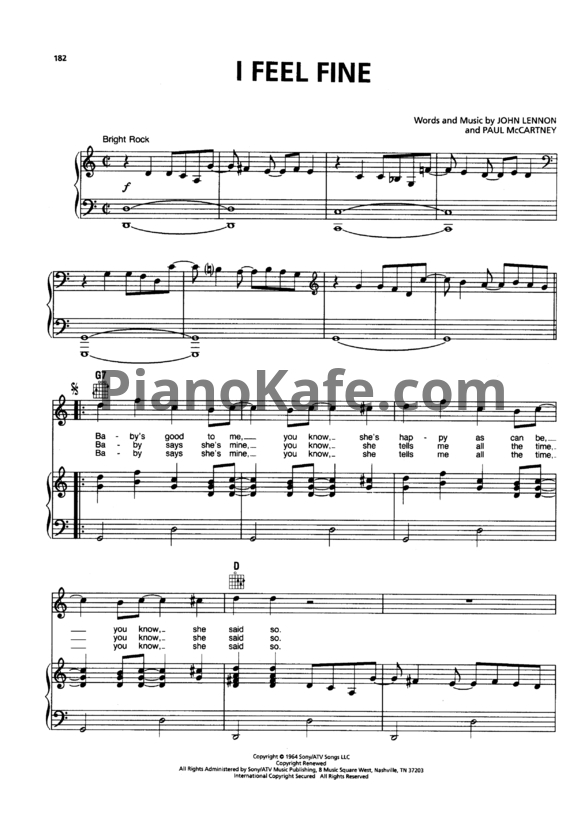 Ноты The Beatles - I feel fine - PianoKafe.com