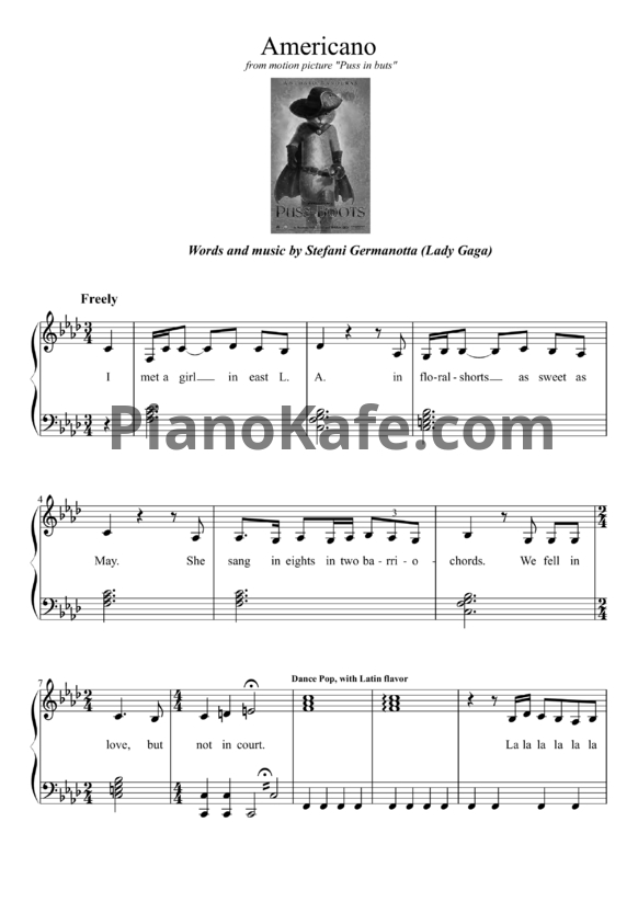 Ноты Lady Gaga - Americano (Версия 2) - PianoKafe.com