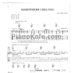 Ноты Linkin Park - Somewhere I belong - предпросмотр