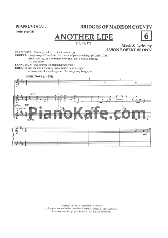 Ноты Jason Robert Brown - Another life - PianoKafe.com