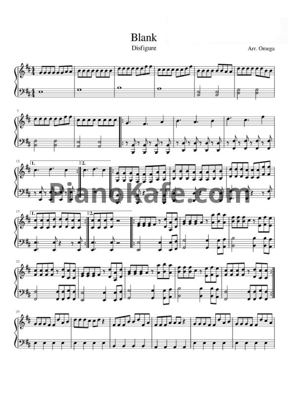 Ноты Disfigure - Blank - PianoKafe.com