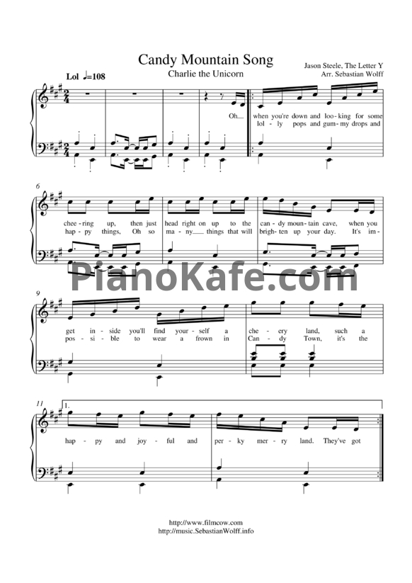 Ноты Jason Steele - Candy mountain song - PianoKafe.com