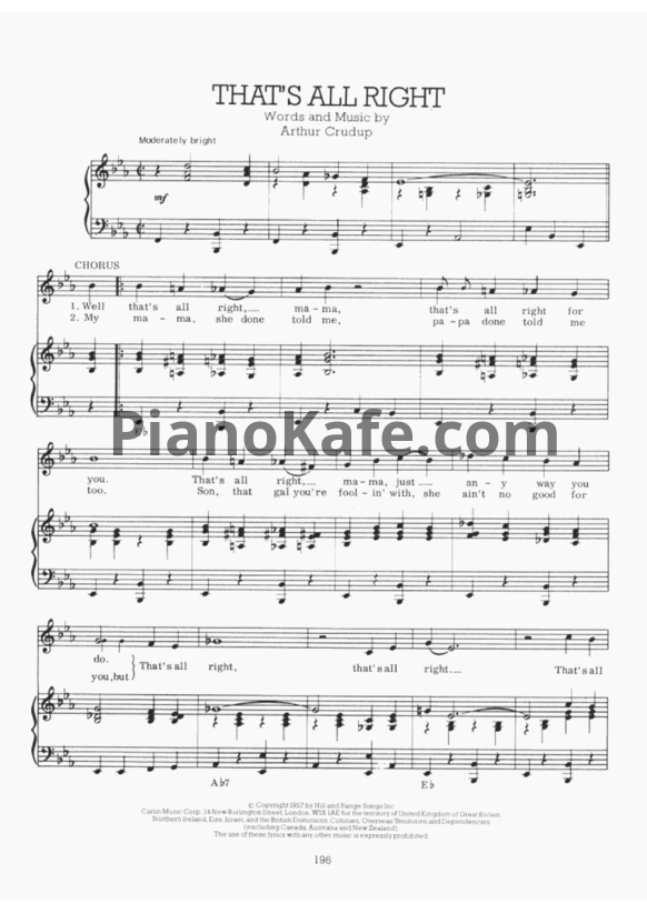 Ноты Elvis Presley - That's all right - PianoKafe.com