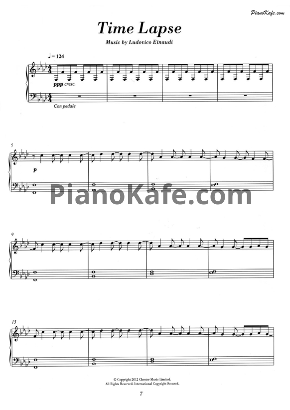 Ноты Ludovico Einaudi - Time lapse - PianoKafe.com