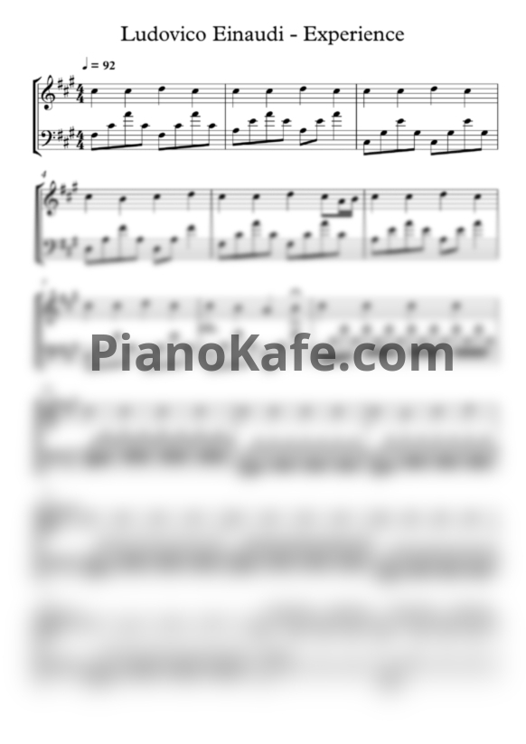 Ноты Ludovico Einaudi - Experience (Piano N cover) - PianoKafe.com