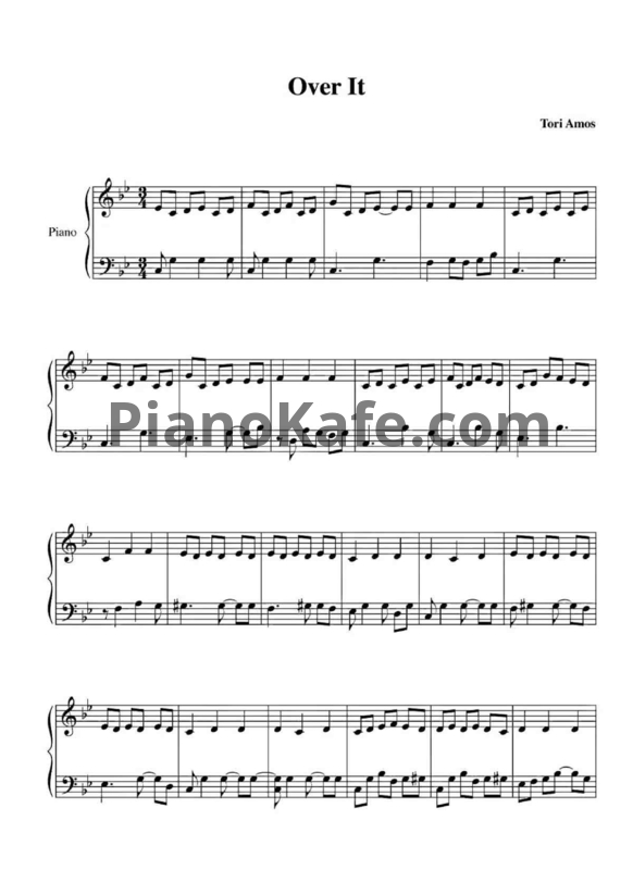 Ноты Tori Amos - Over it - PianoKafe.com