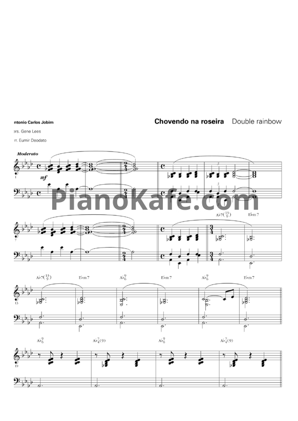 Ноты Antonio Carlos Jobim - Chovendo na roseira (Double rainbow) - PianoKafe.com