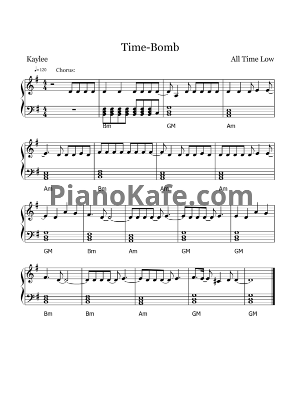 Ноты All Time Low - Time-Bomb - PianoKafe.com