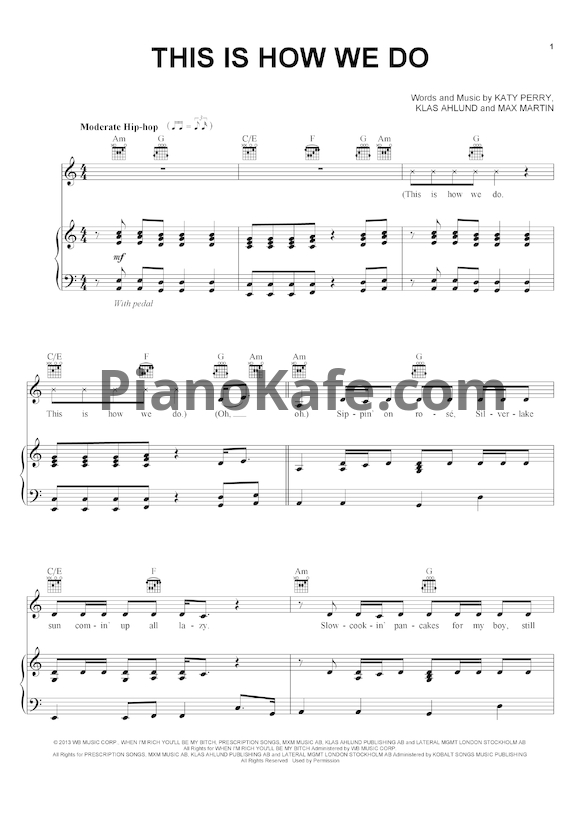 Ноты Katy Perry - This is how we do - PianoKafe.com