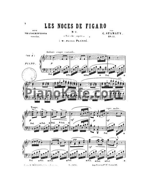 Ноты Камиль Стамати - 2 вариации на тему "Свадьба Фигаро" (Op. 42) - PianoKafe.com