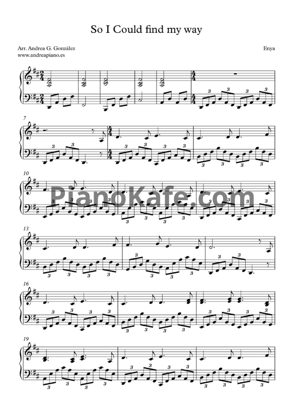 Ноты Enya - So I could find my way - PianoKafe.com