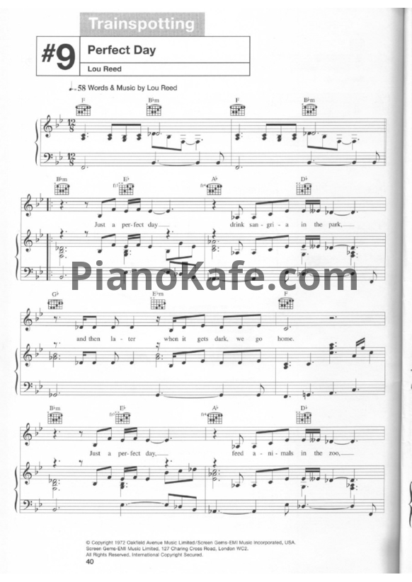 Ноты Lou Reed - Perfect day - PianoKafe.com