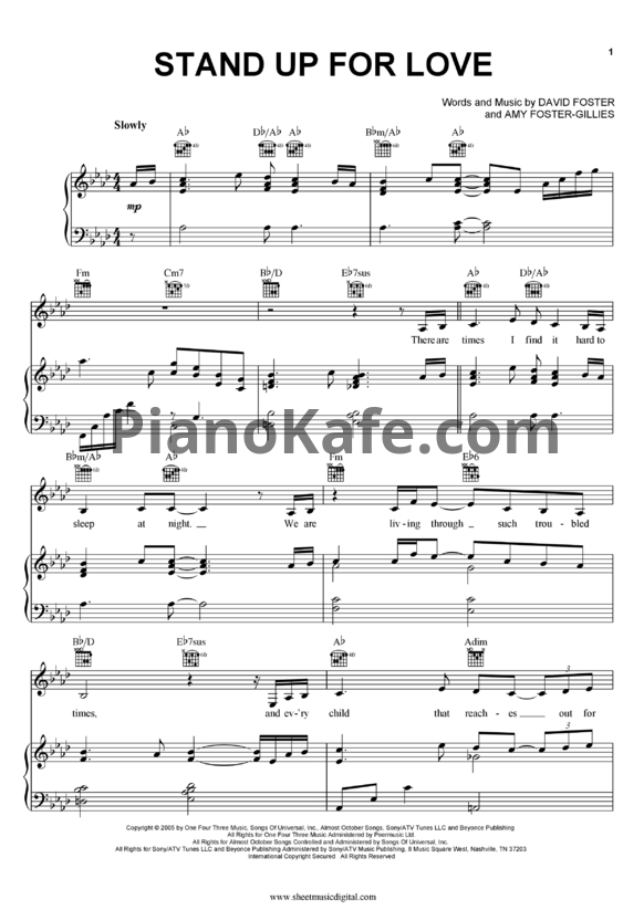 Ноты Destiny's Child - Stand Up for Love - PianoKafe.com