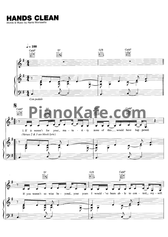 Ноты Alanis Morissette - Hands clean - PianoKafe.com