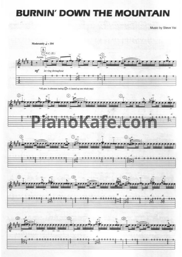 Ноты Steve Vai - Burnin down the mountain - PianoKafe.com