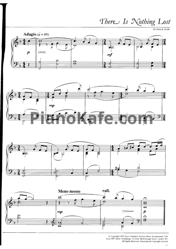 Ноты Patrick Doyle - There is nothing lost - PianoKafe.com
