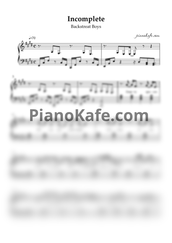 Ноты Backstreet Boys - Incomplete - PianoKafe.com