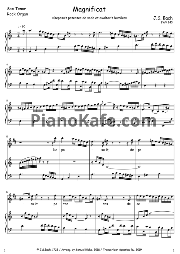 Ноты И. Бах - Magnificat (BWV 243) - PianoKafe.com