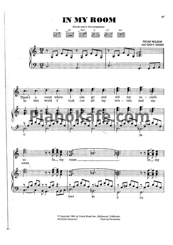 Ноты The Beach Boys - In my room - PianoKafe.com