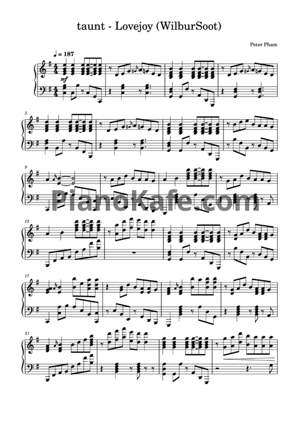 Ноты Lovejoy - Taunt - PianoKafe.com