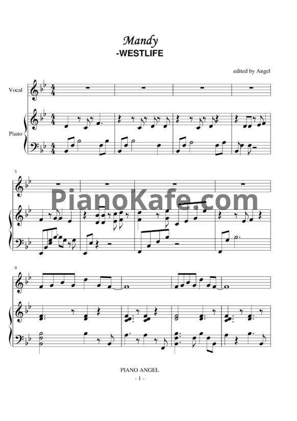 Ноты Westlife - Mandy - PianoKafe.com