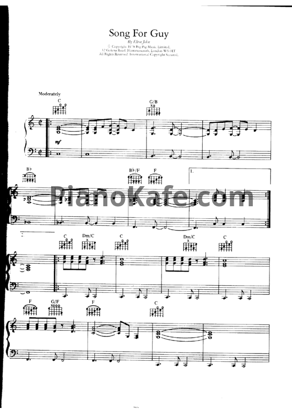 Ноты Elton John - Song for guy (Версия 2) - PianoKafe.com