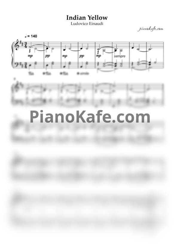 Ноты Ludovico Einaudi - Indian yellow - PianoKafe.com