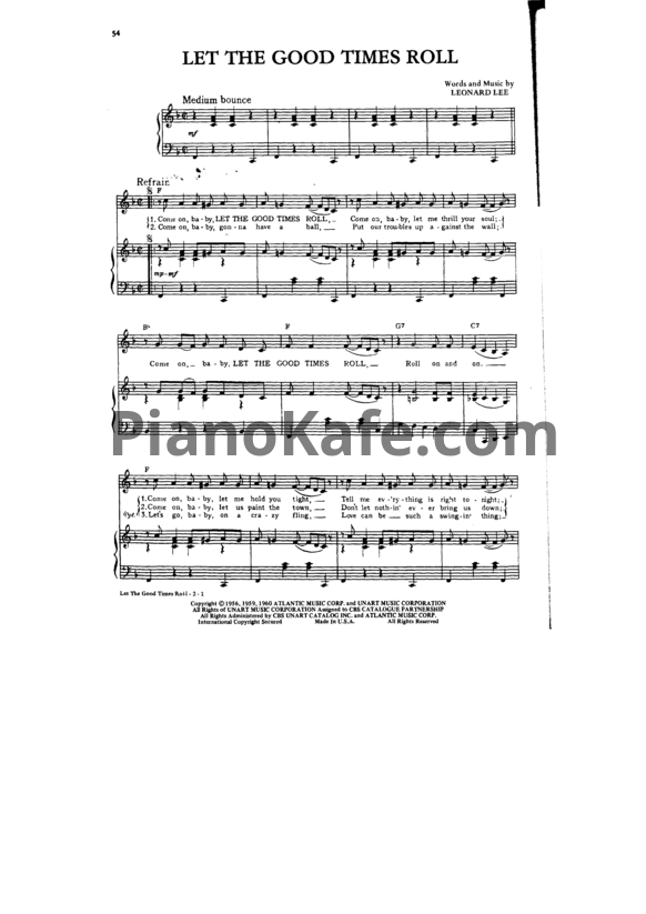 Ноты Ray Charles - Let the good times roll - PianoKafe.com