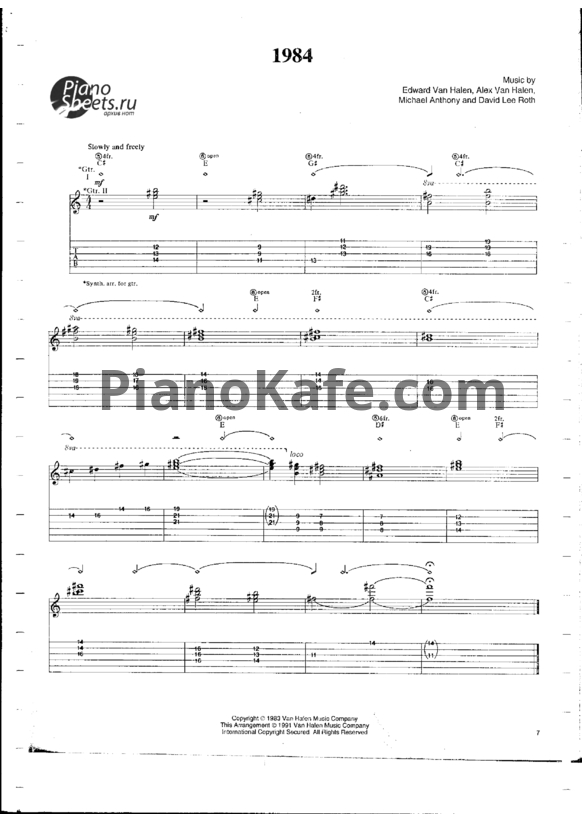 Ноты Van Halen - 1984 (Книга нот) - PianoKafe.com