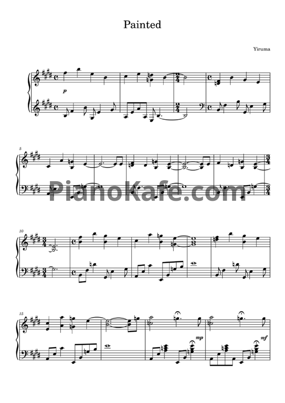 Ноты Yiruma - Painted - PianoKafe.com