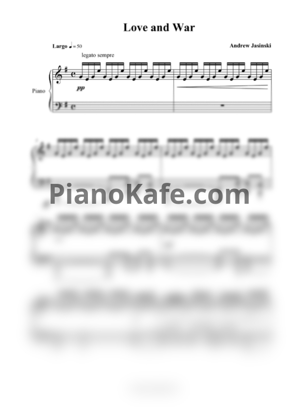Ноты Andrew Jasinski - Love and War - PianoKafe.com